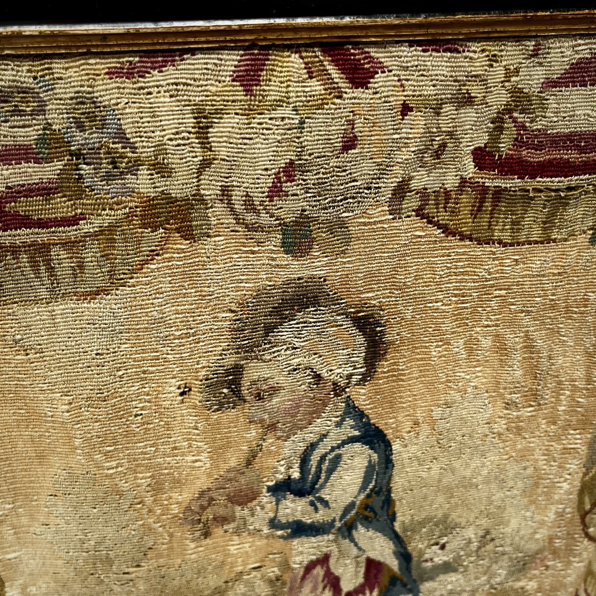 Le joueur de fl&ucirc;te, fragment de tapisserie de Beauvais (?) XIXe si&egrave;cle 19e-photo-4