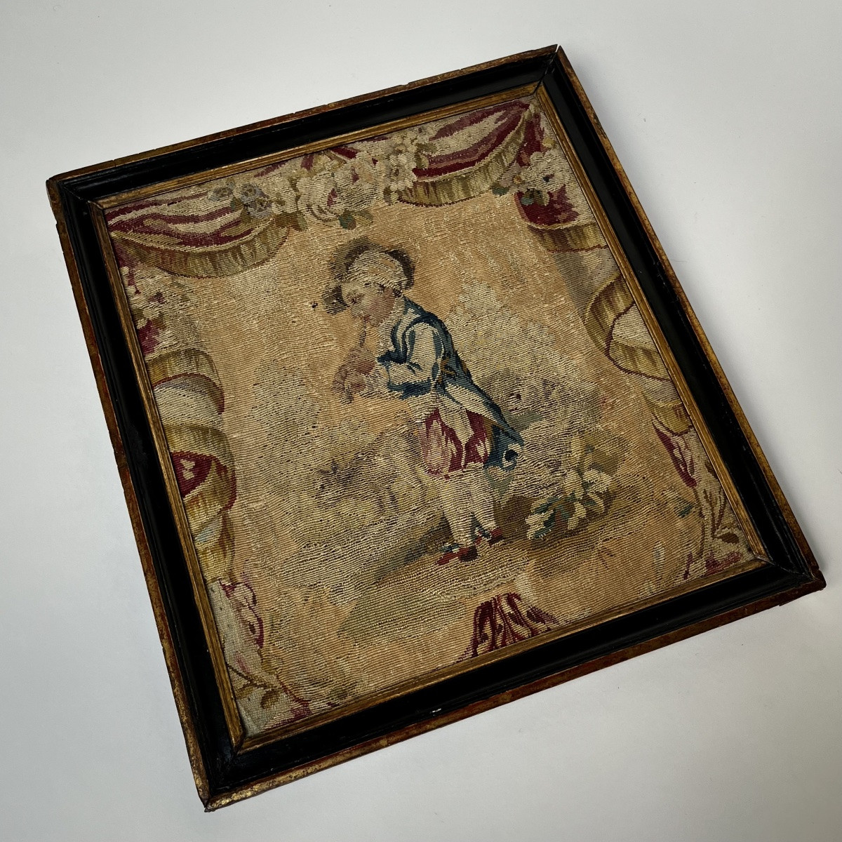 Le joueur de fl&ucirc;te, fragment de tapisserie de Beauvais (?) XIXe si&egrave;cle 19e-photo-5