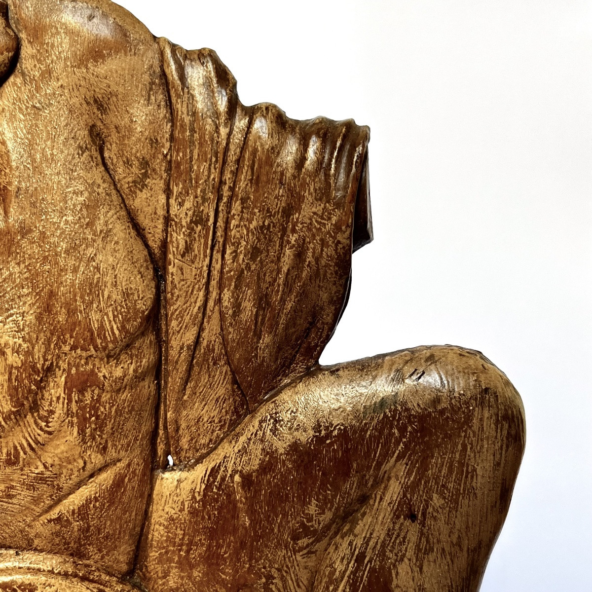 Male Figure, Carved Wooden Bas-relief From The 1920s - 1930s In The Neoclassical Style-photo-6