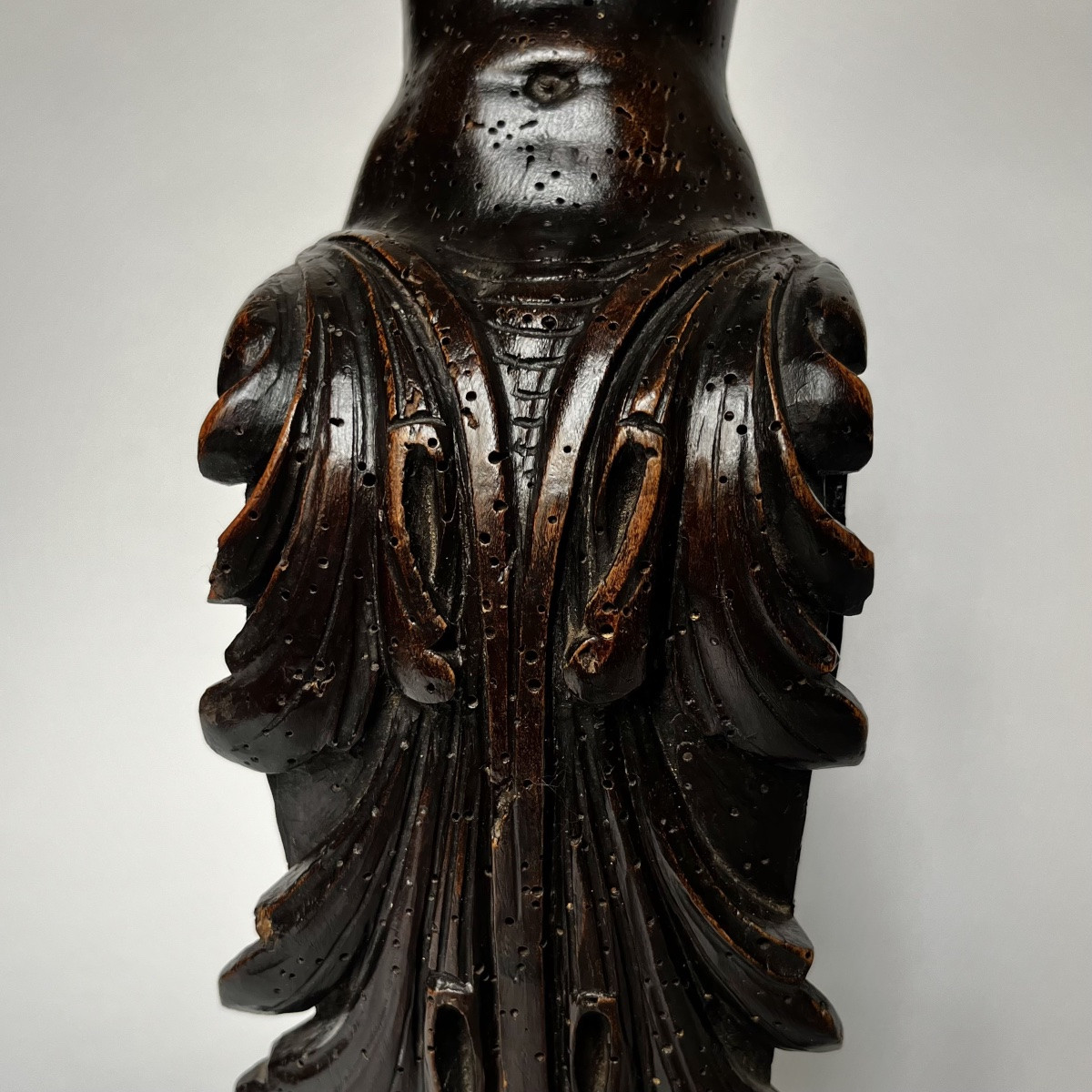 Female Figure In Patinated Carved Wood, 17th Century, Haute époque 17th-photo-1