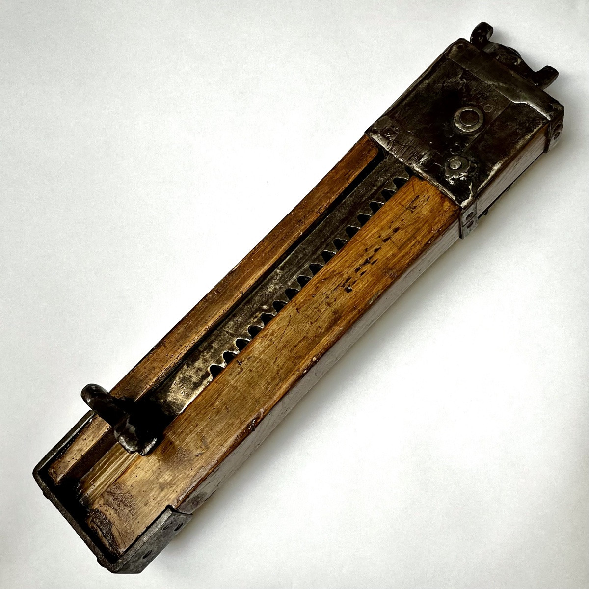 Cric d'attelage ou agricole en bois et fer forgé fin XIXe début XXe art populaire outil ancien-photo-2