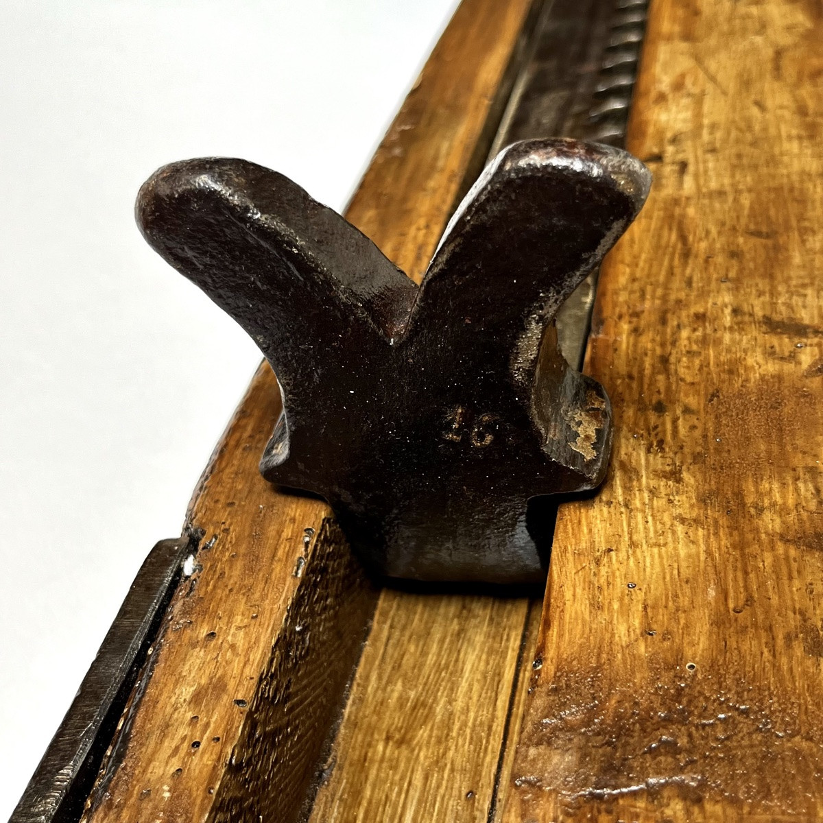 Cric d'attelage ou agricole en bois et fer forgé fin XIXe début XXe art populaire outil ancien-photo-3
