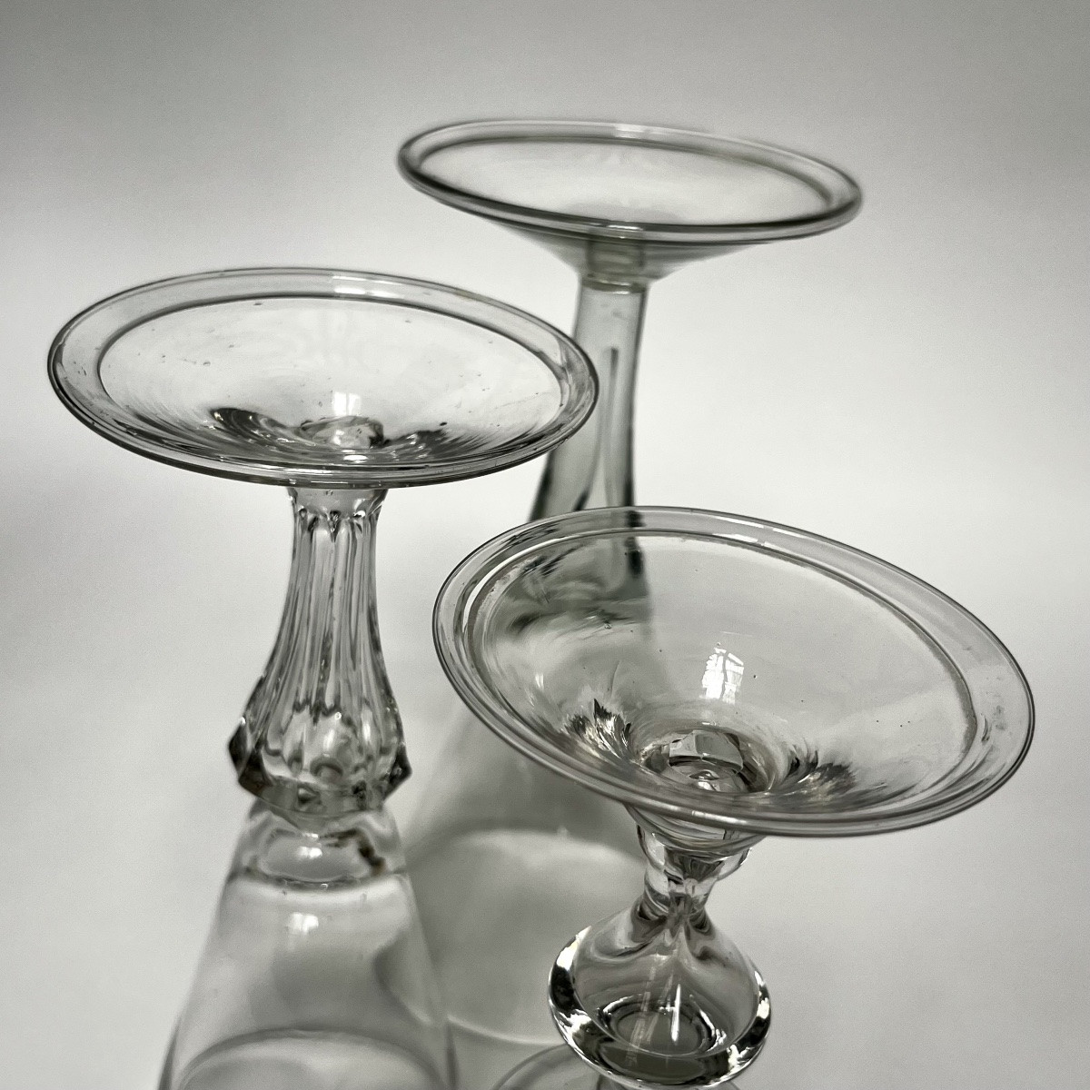 Three Different Large Blown Glass Glasses From The 18th Century-photo-3