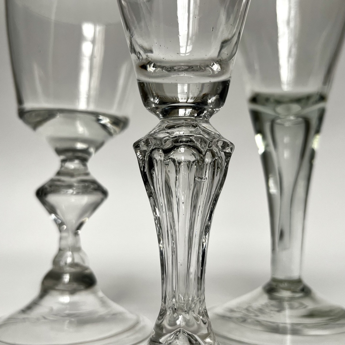 Three Different Large Blown Glass Glasses From The 18th Century-photo-1