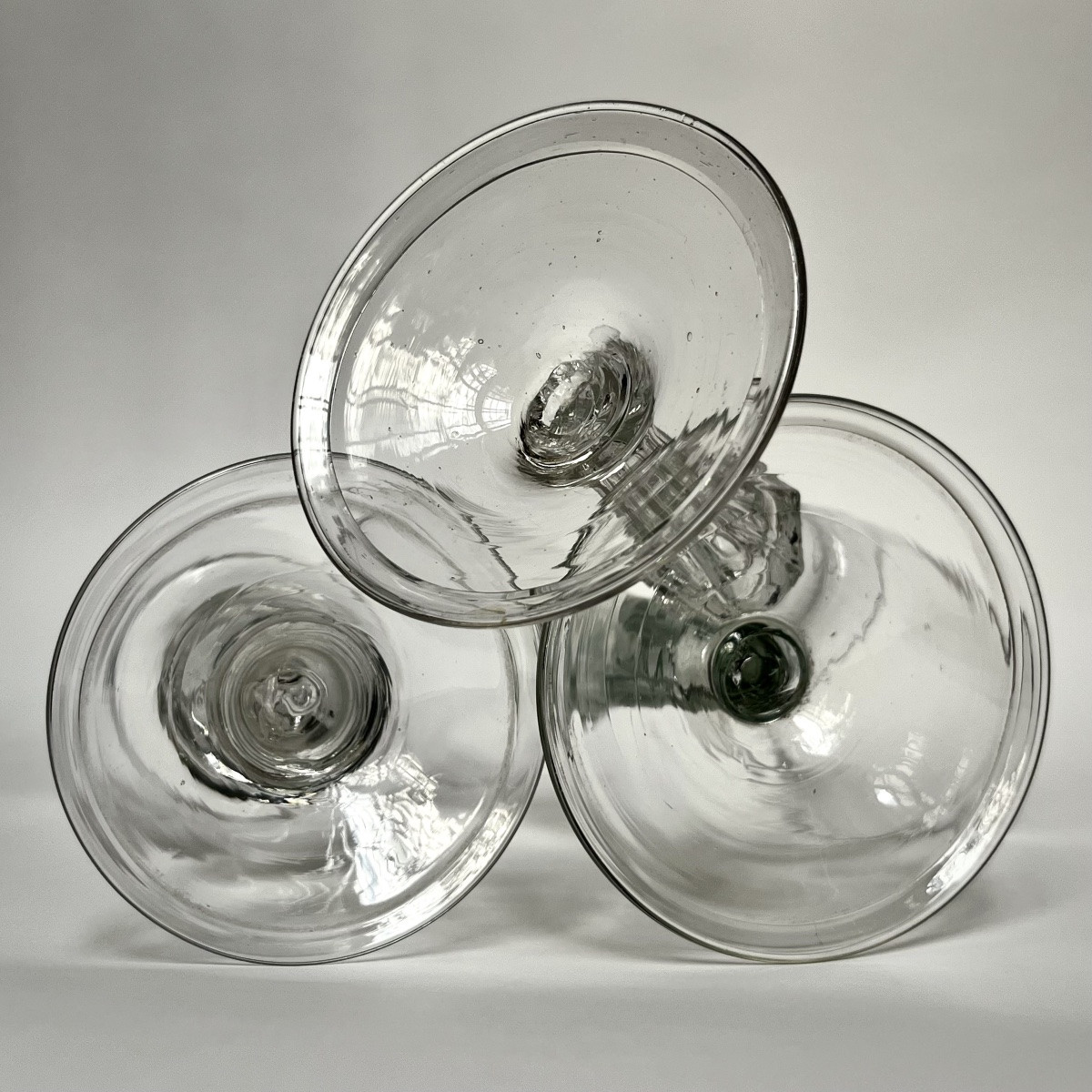 Three Different Large Blown Glass Glasses From The 18th Century-photo-4