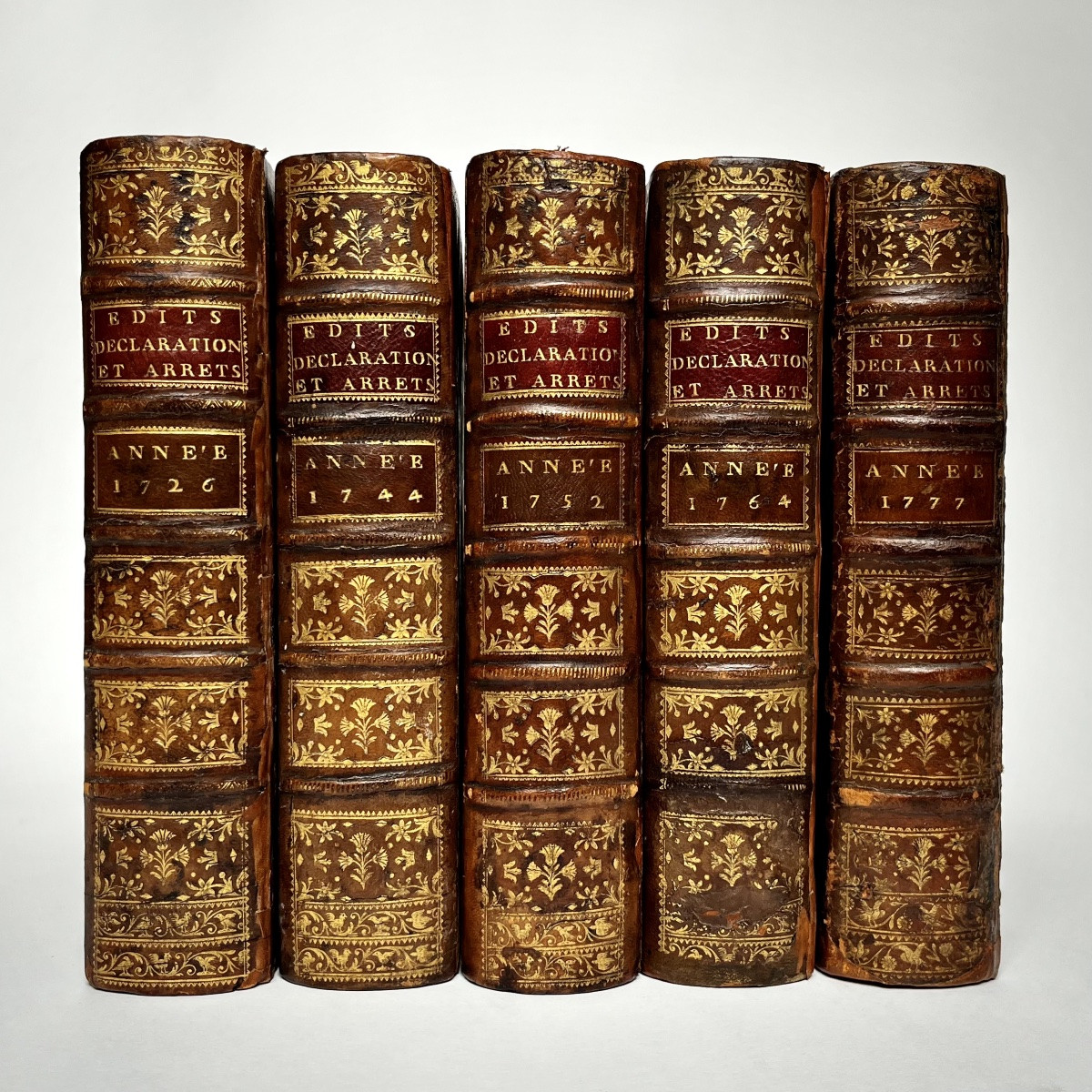 Cinq grandes boîtes livres coffrets de rangement cachettes à partir de reliures du XVIIIe 18e-photo-2