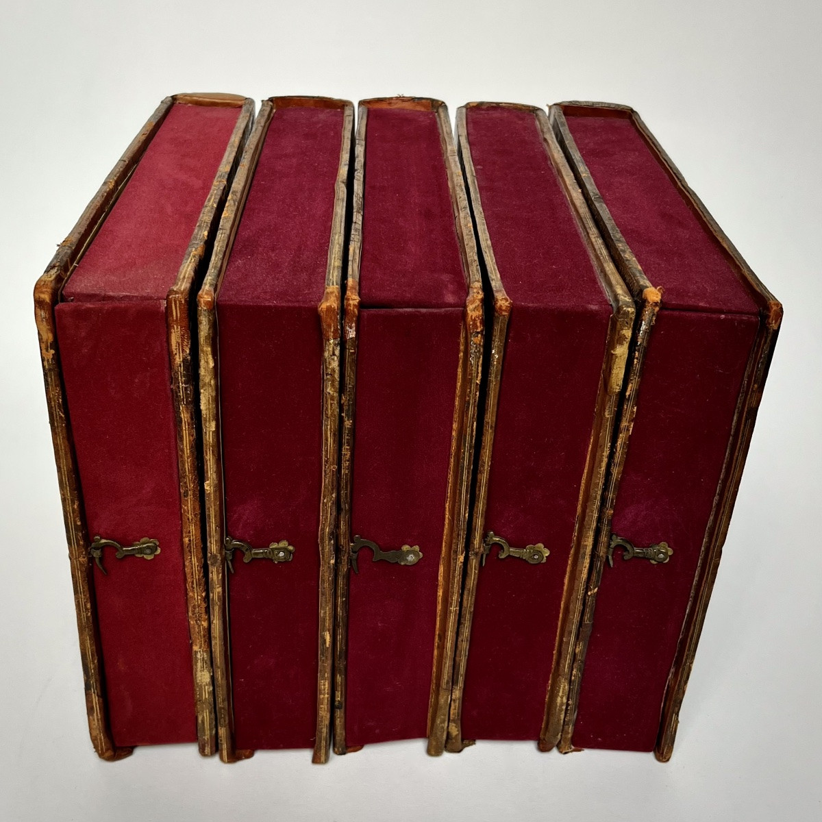 Cinq grandes boîtes livres coffrets de rangement cachettes à partir de reliures du XVIIIe 18e-photo-3