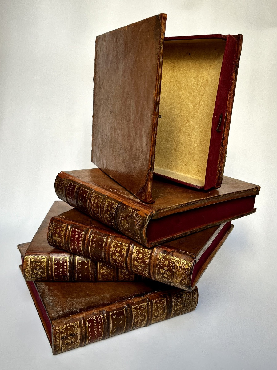 Cinq grandes boîtes livres coffrets de rangement cachettes à partir de reliures du XVIIIe 18e-photo-4
