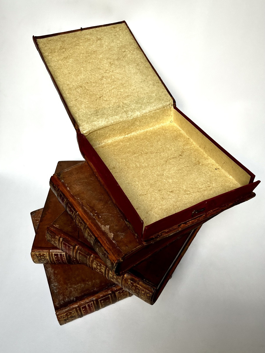 Cinq grandes boîtes livres coffrets de rangement cachettes à partir de reliures du XVIIIe 18e-photo-5