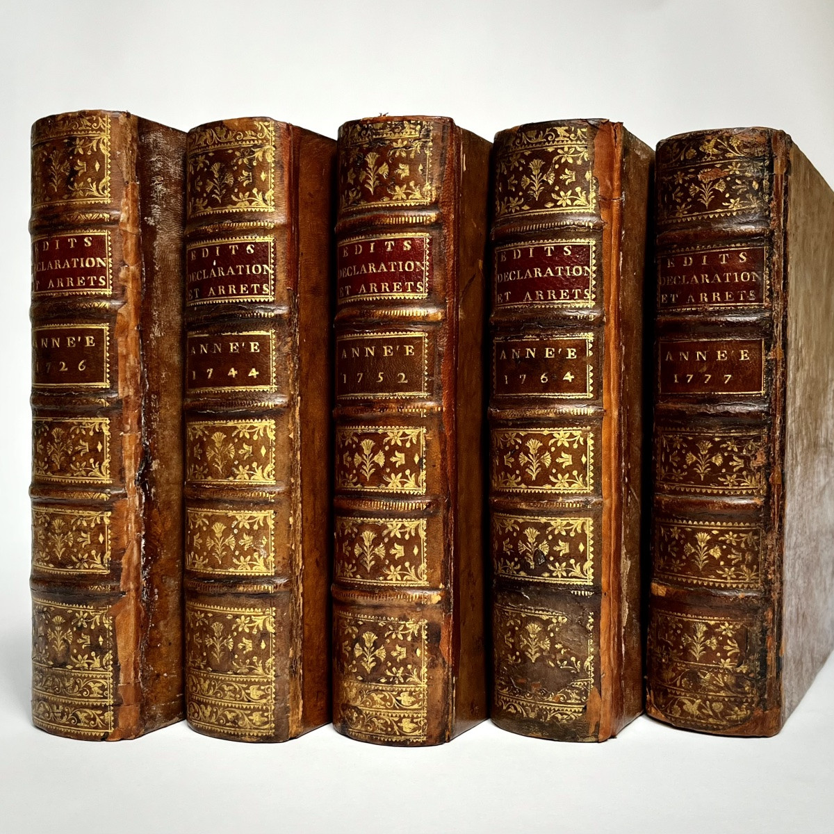 Cinq grandes boîtes livres coffrets de rangement cachettes à partir de reliures du XVIIIe 18e-photo-8