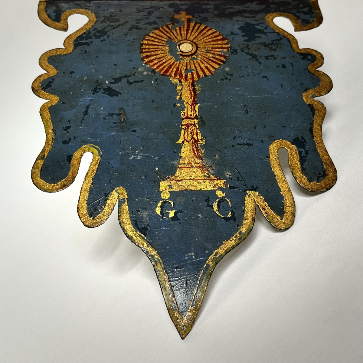 Processional Element In Painted Sheet Metal With Monstrance And Papal Tiara Italy, 19th Century-photo-4