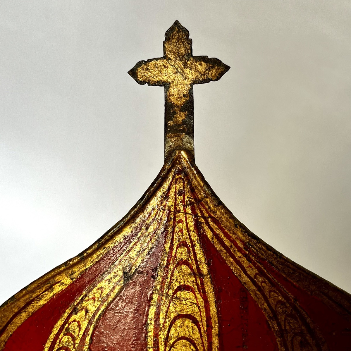 Processional Element In Painted Sheet Metal With Monstrance And Papal Tiara Italy, 19th Century-photo-3