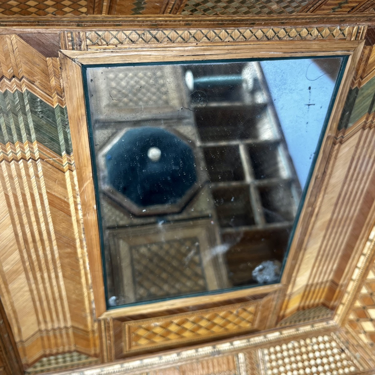 Important Straw Marquetry Sewing Box - 19th Century Folk Art Box-photo-2