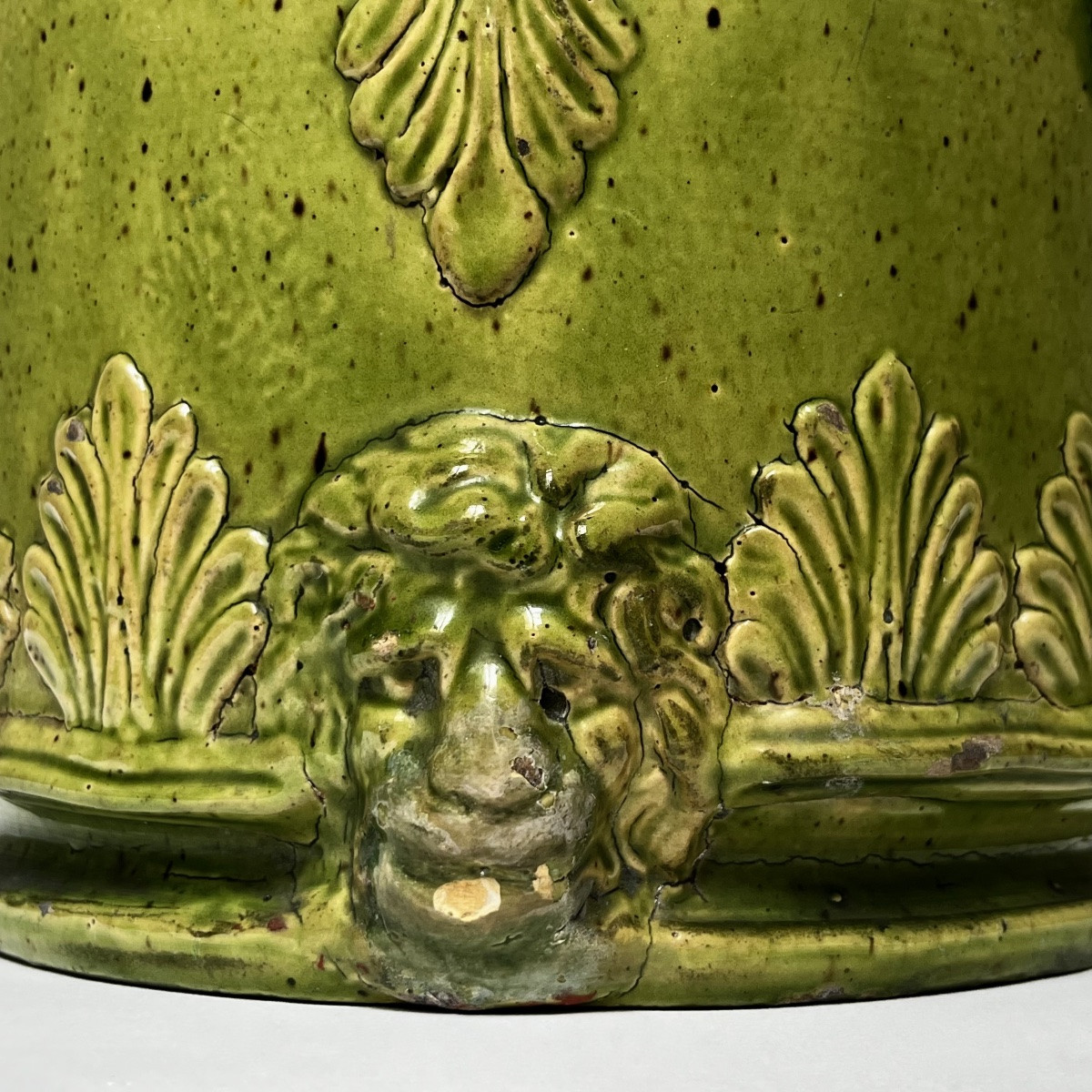 Fontaine murale en terre vernissée verte, Provence, fin du XVIIIᵉ siècle art populaire 18e-photo-3