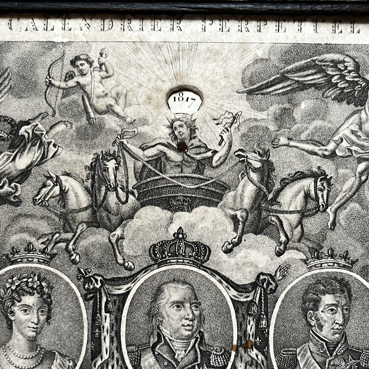 Calendrier perpétuel royaliste 1816 - 1823 Louis XVIII  - Restauration début XIXe siècle 19e-photo-3