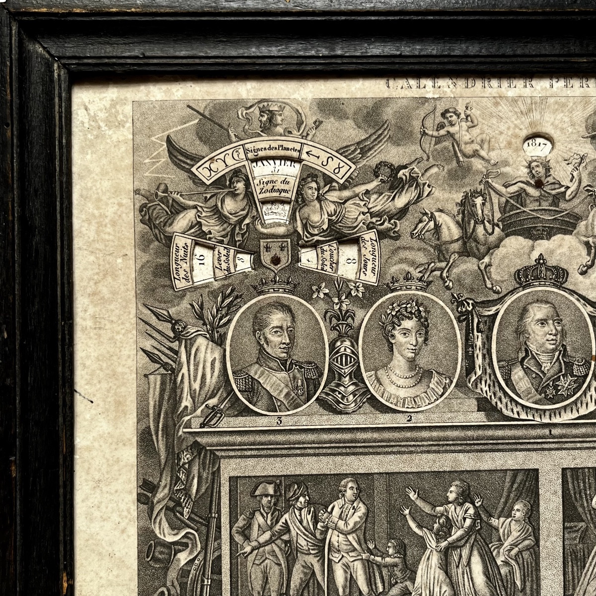 Calendrier perpétuel royaliste 1816 - 1823 Louis XVIII  - Restauration début XIXe siècle 19e-photo-3