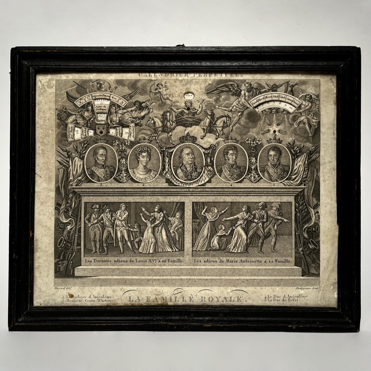 Calendrier perpétuel royaliste 1816 - 1823 Louis XVIII  - Restauration début XIXe siècle 19e