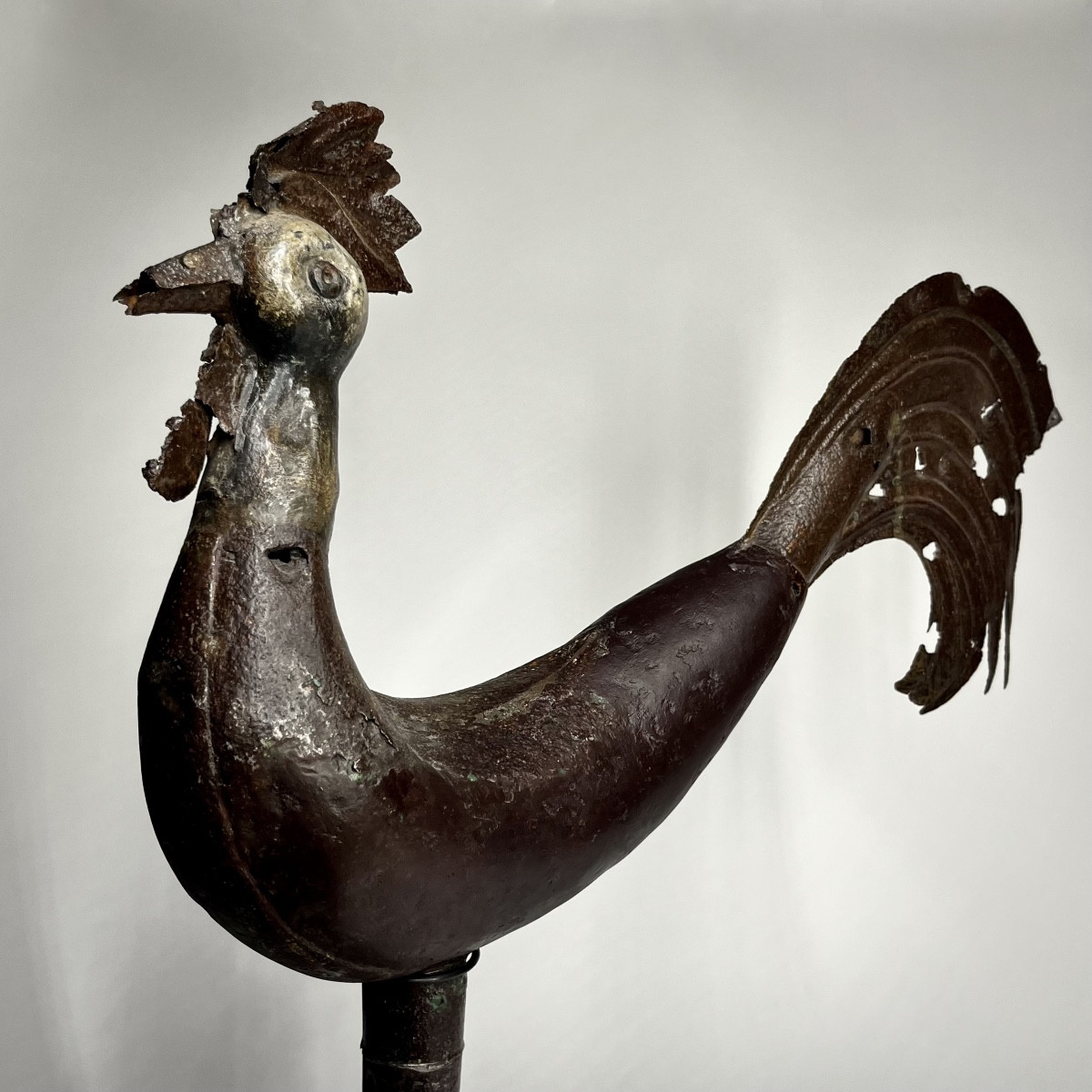 19th-century Iron Weather Vane Or Weather Rooster, Folk Art-photo-4
