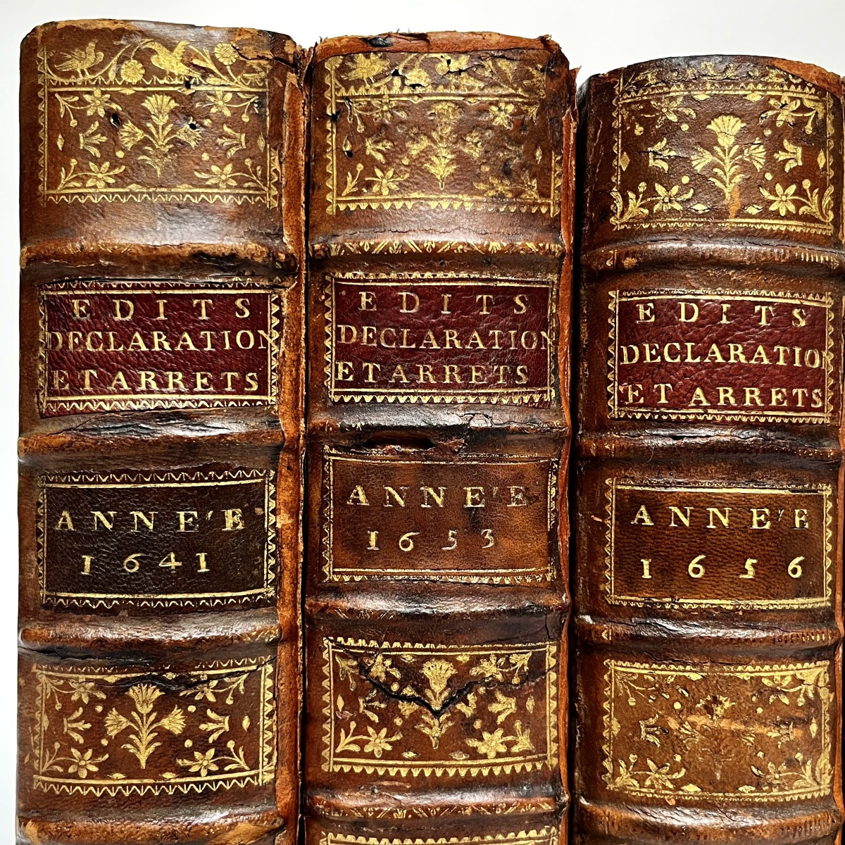 Cinq grandes boîtes livres coffrets de rangement cachettes à partir de reliures du XVIIIe 18e-photo-2