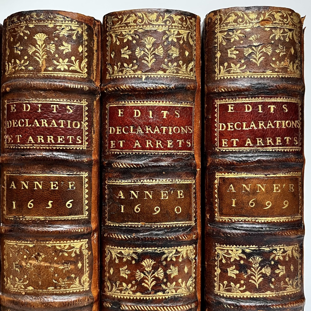 Cinq grandes boîtes livres coffrets de rangement cachettes à partir de reliures du XVIIIe 18e-photo-3