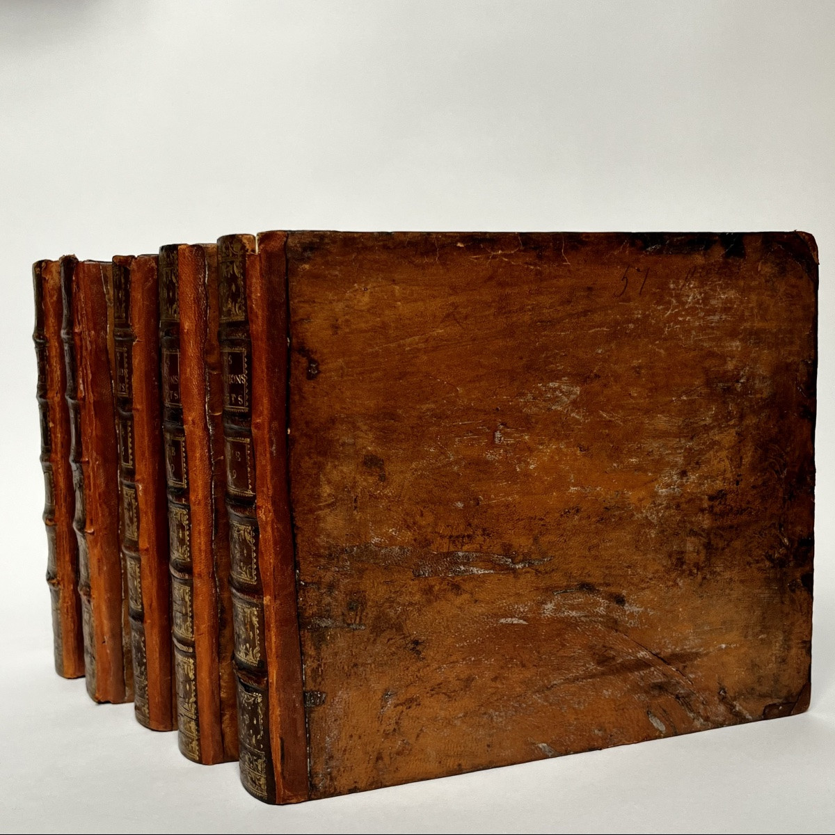 Cinq grandes boîtes livres coffrets de rangement cachettes à partir de reliures du XVIIIe 18e-photo-3