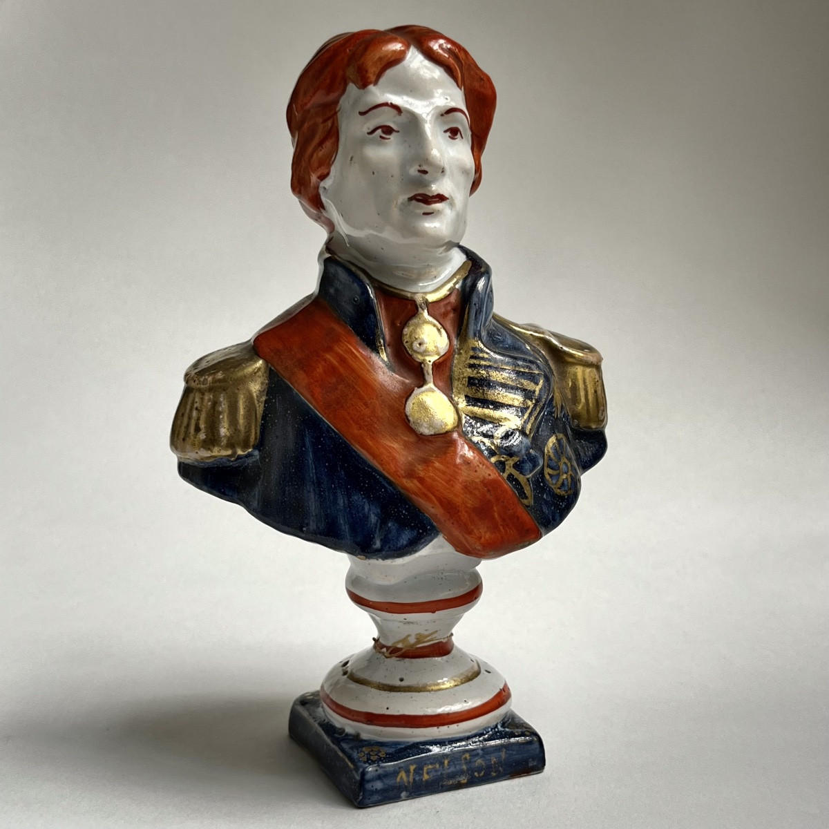 Horatio Nelson, buste en faïence de Desvres XIXe siècle 19e -photo-2