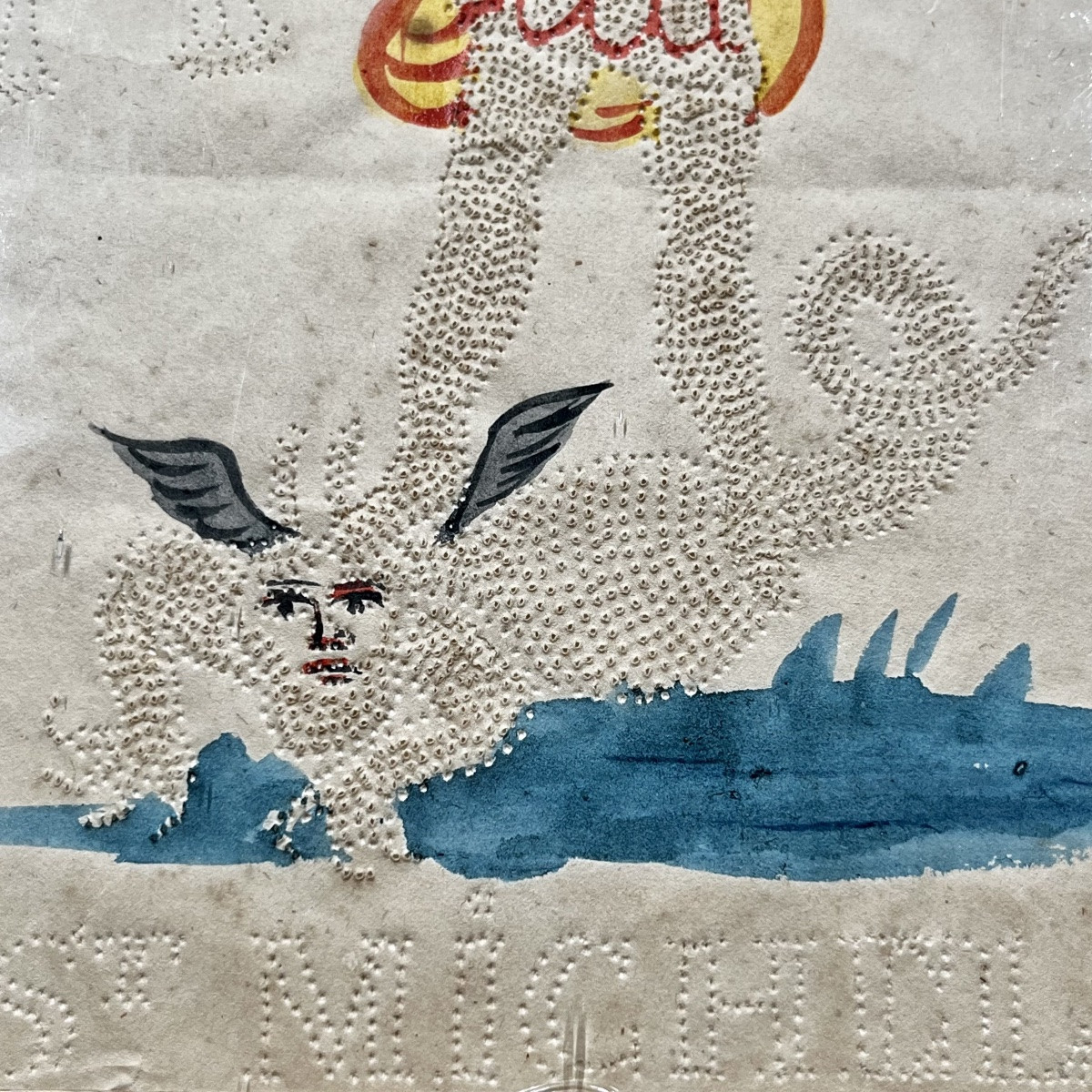 Saint Michel - papier piqu&eacute; du XIXe si&egrave;cle - travail de couvent 19e art populaire-photo-3