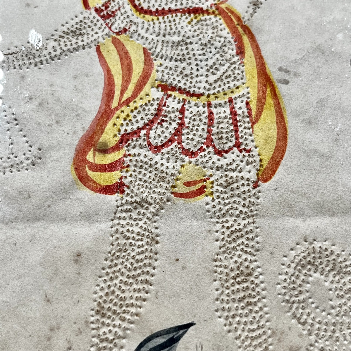 Saint Michel - papier piqu&eacute; du XIXe si&egrave;cle - travail de couvent 19e art populaire-photo-4