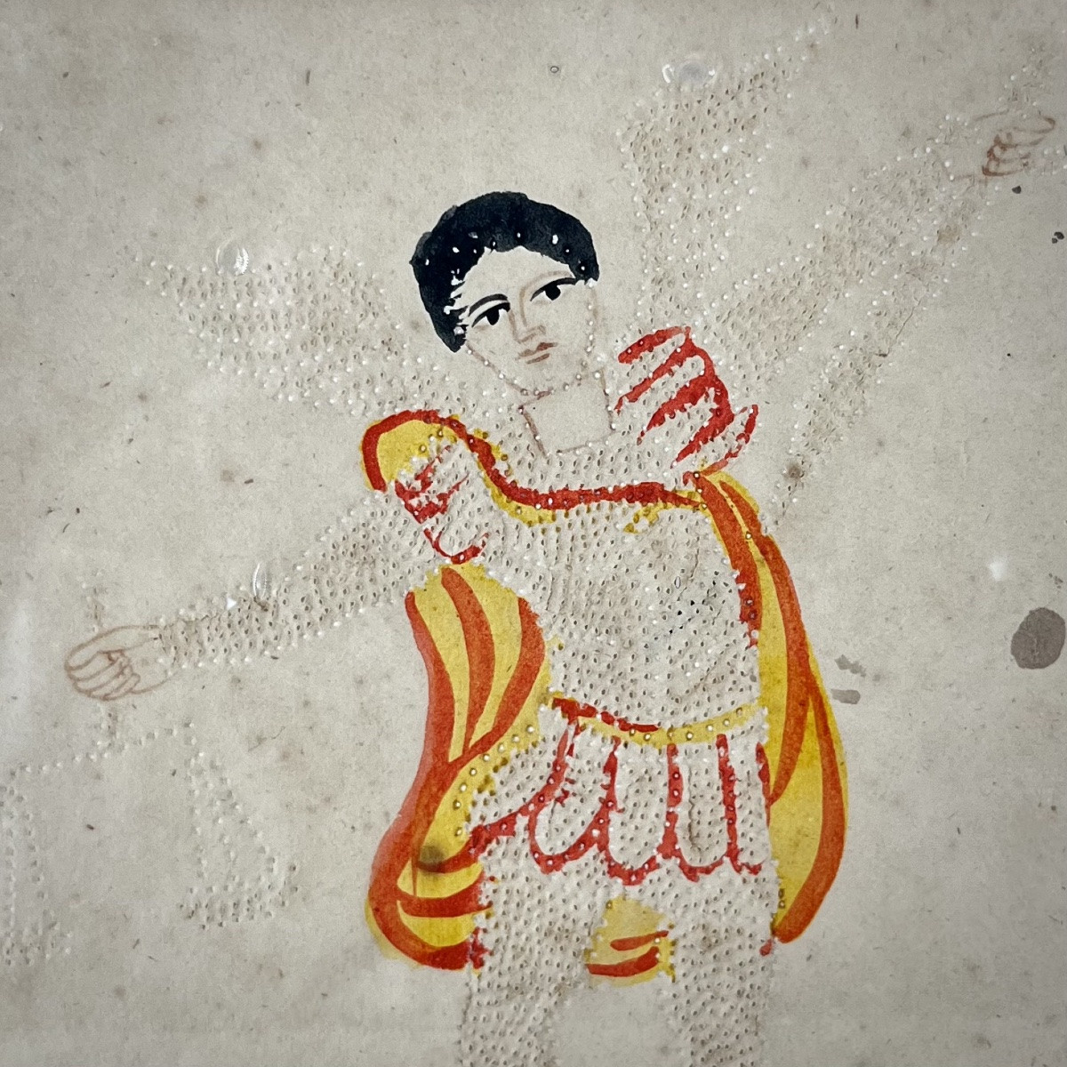 Saint Michel - papier piqu&eacute; du XIXe si&egrave;cle - travail de couvent 19e art populaire-photo-4