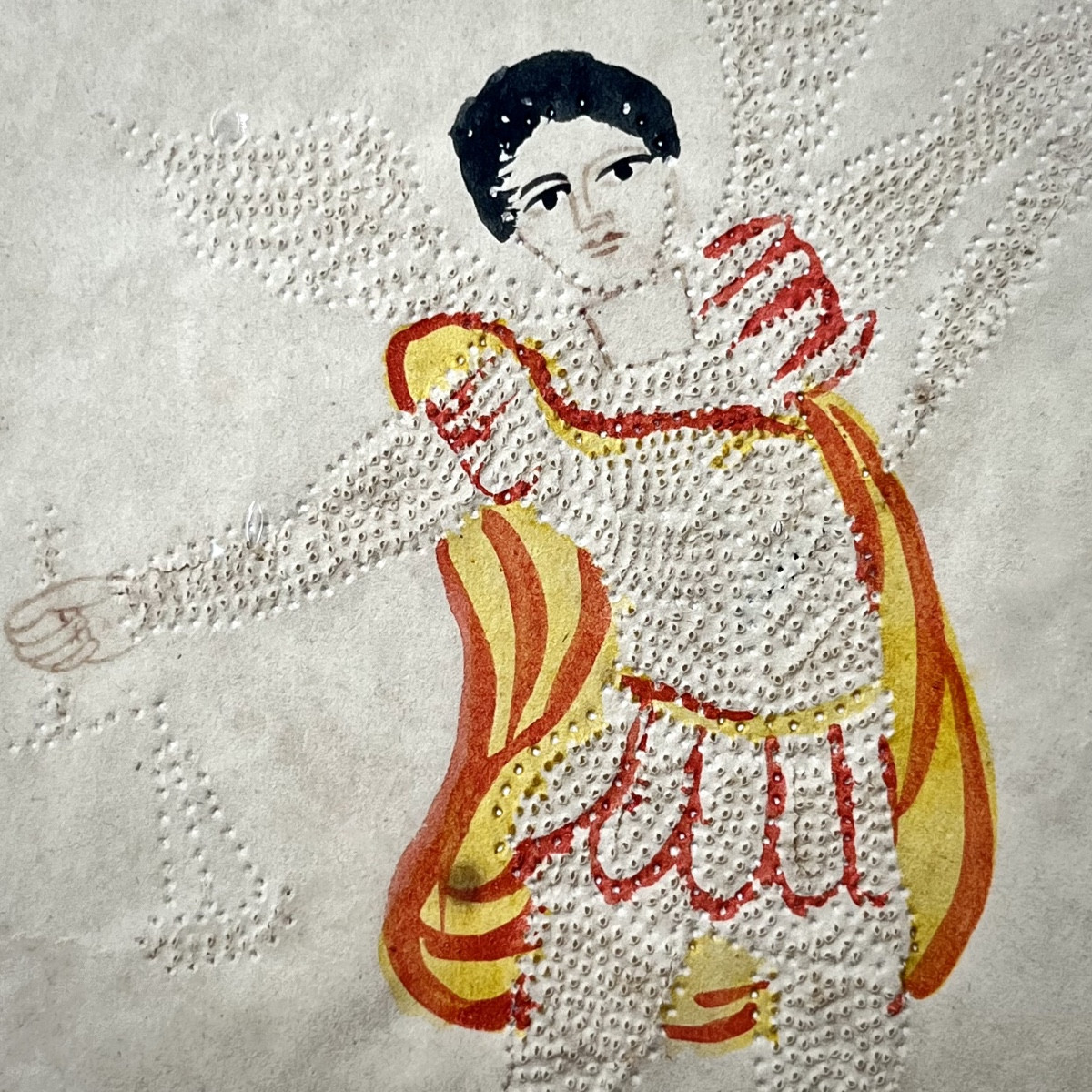 Saint Michel - papier piqu&eacute; du XIXe si&egrave;cle - travail de couvent 19e art populaire