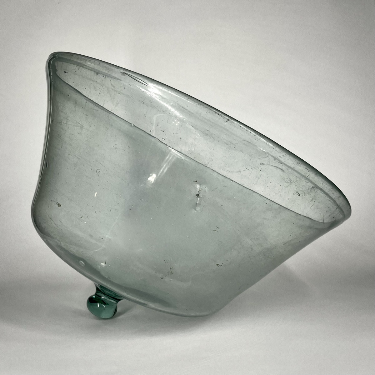 19th-century Green-tinted Blown Glass Melon Cloche, Folk Art, Garden/market Garden, 19th Century