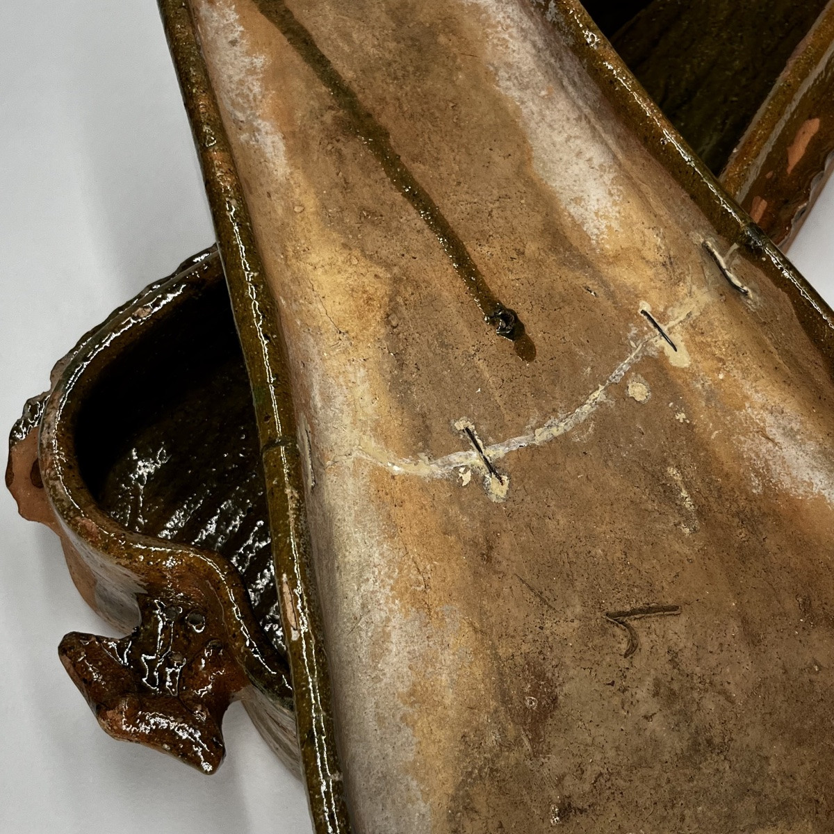 Terrine à pâté en terre vernissée verte du XIXe siècle - Art populaire 19e -photo-6