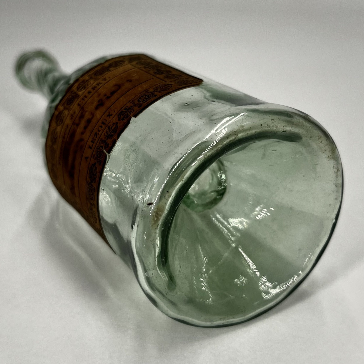 "elixir Of Long Life", Small Blown Glass Pharmacy Bottle, 18th Century, Lezoux, 18th-photo-3