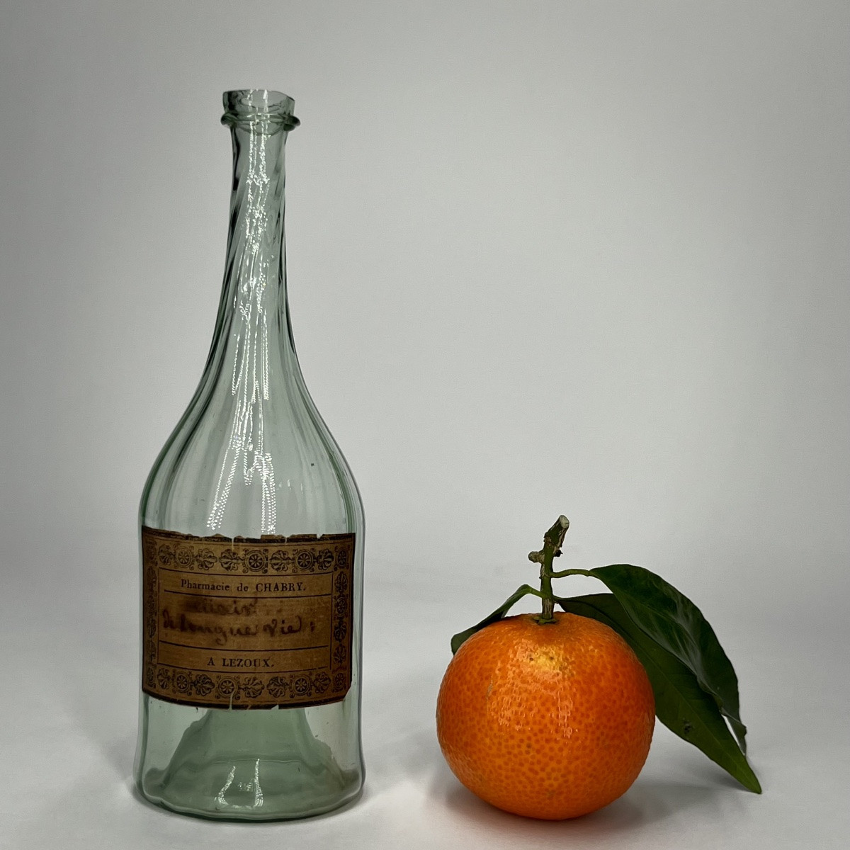 "elixir Of Long Life", Small Blown Glass Pharmacy Bottle, 18th Century, Lezoux, 18th-photo-3
