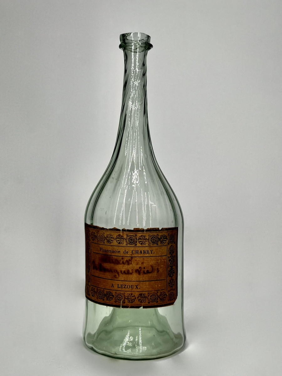 "elixir Of Long Life", Small Blown Glass Pharmacy Bottle, 18th Century, Lezoux, 18th-photo-8
