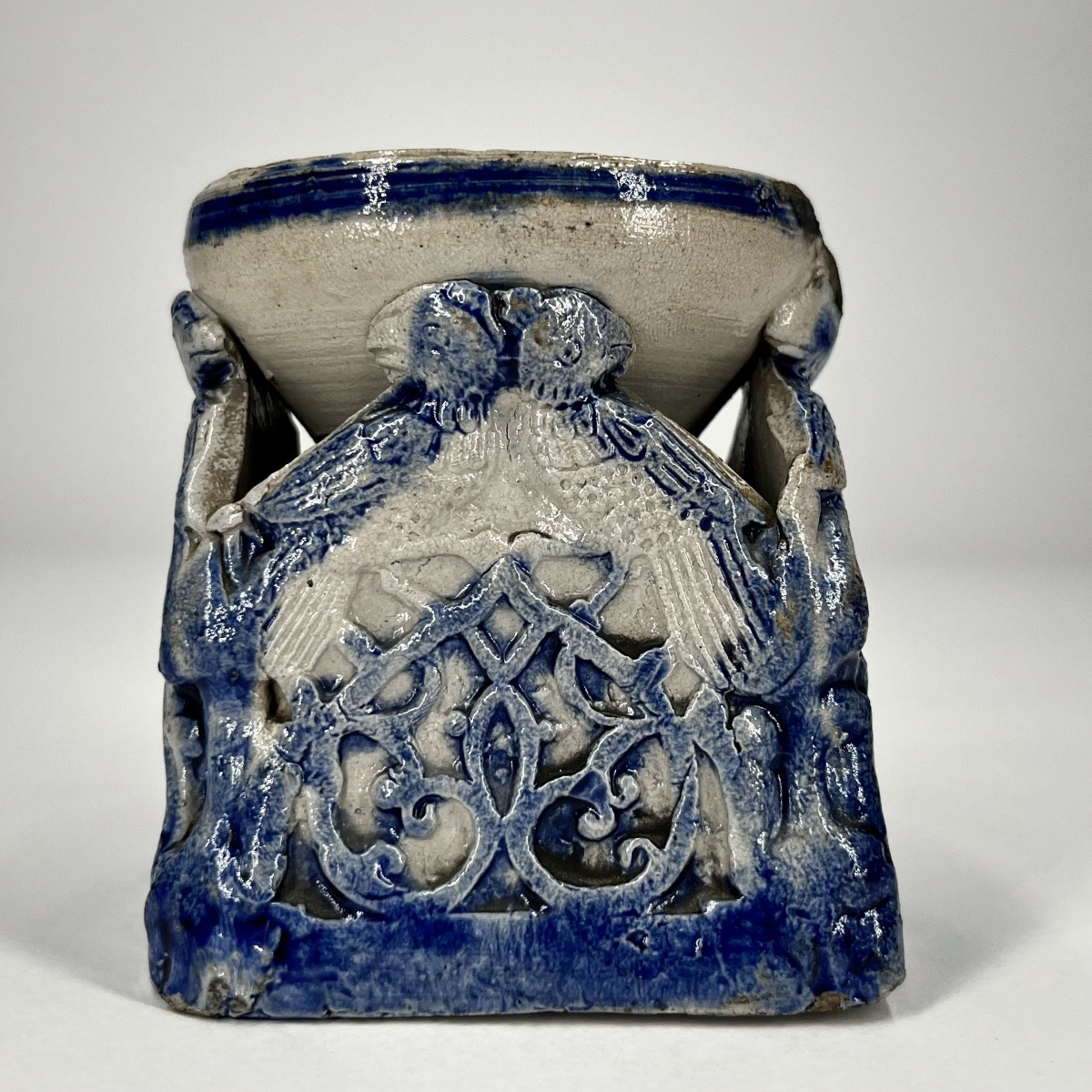 18th-century Stoneware Salt Cellar From Westerwald Decorated With Birds - 18th Century-photo-2