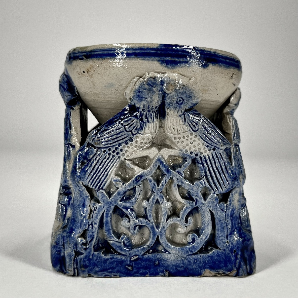 18th-century Stoneware Salt Cellar From Westerwald Decorated With Birds - 18th Century-photo-4