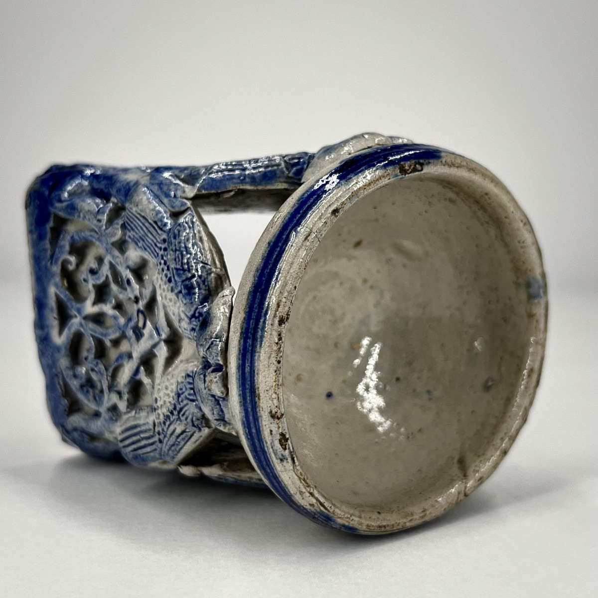 18th-century Stoneware Salt Cellar From Westerwald Decorated With Birds - 18th Century-photo-6