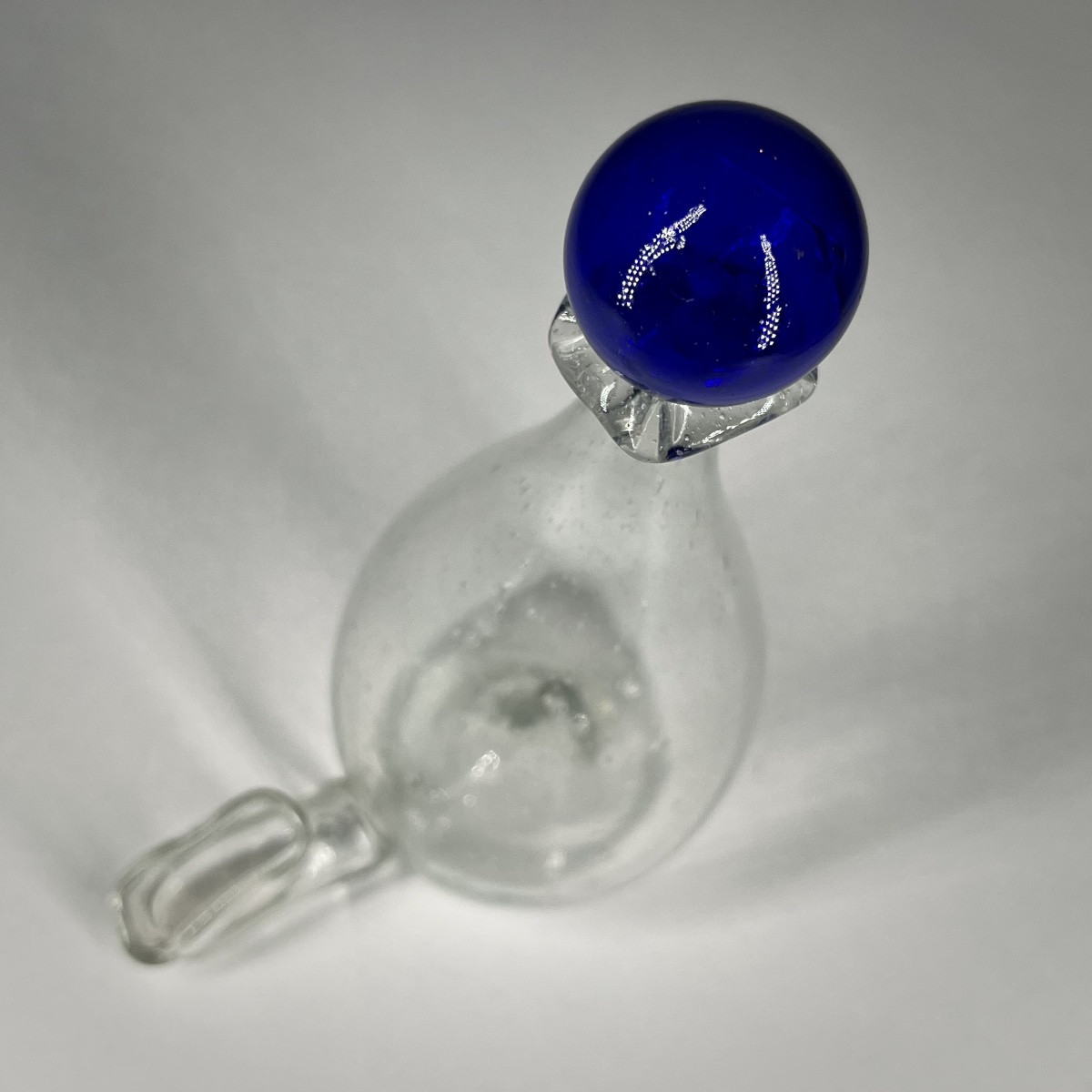Blown Glass Birdbath With Blue Ball - Folk Art, Late 18th - 19th Century -photo-1