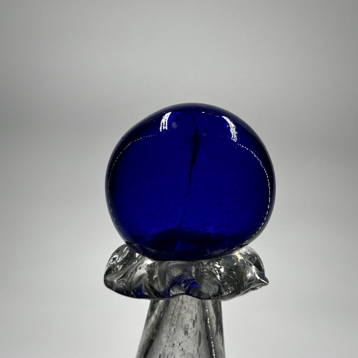 Blown Glass Birdbath With Blue Ball - Folk Art, Late 18th - 19th Century -photo-4
