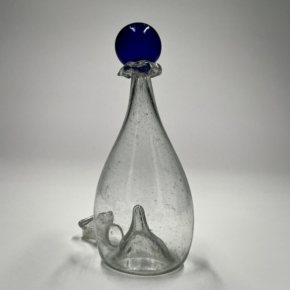 Blown Glass Birdbath With Blue Ball - Folk Art, Late 18th - 19th Century -photo-5