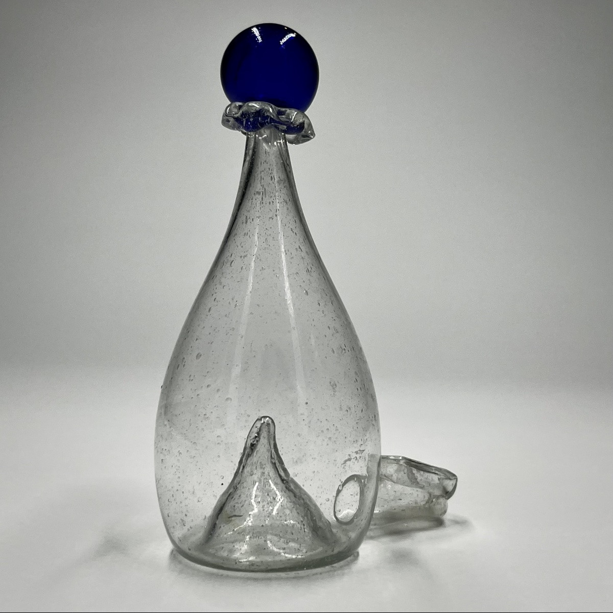 Blown Glass Birdbath With Blue Ball - Folk Art, Late 18th - 19th Century -photo-6