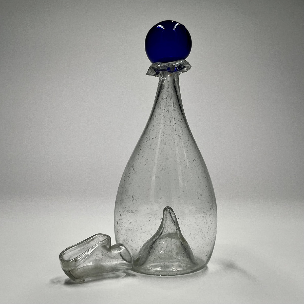 Blown Glass Birdbath With Blue Ball - Folk Art, Late 18th - 19th Century 