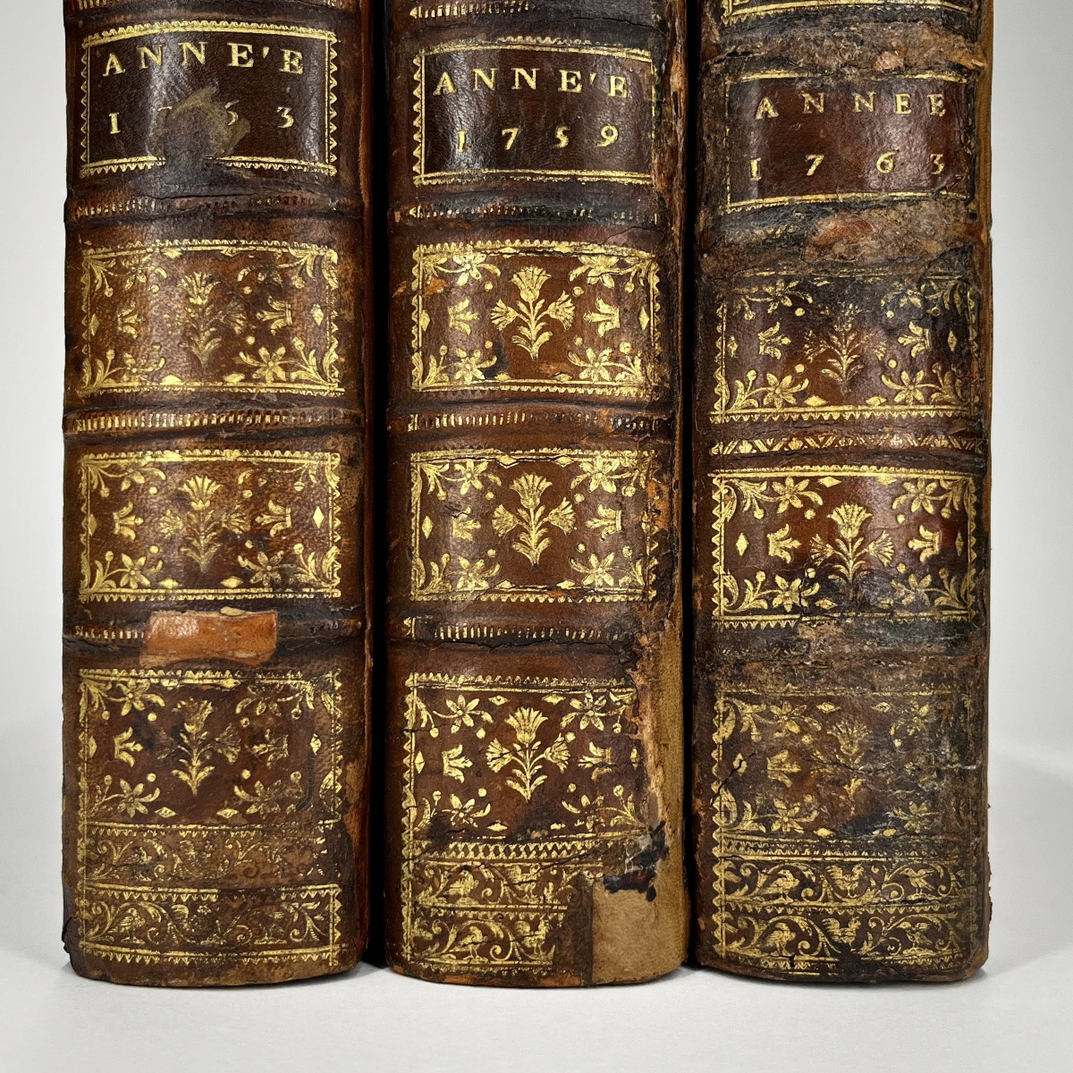 Trois grandes boîtes livres coffrets de rangement cachettes à partir de reliures du XVIIIe 18e-photo-4