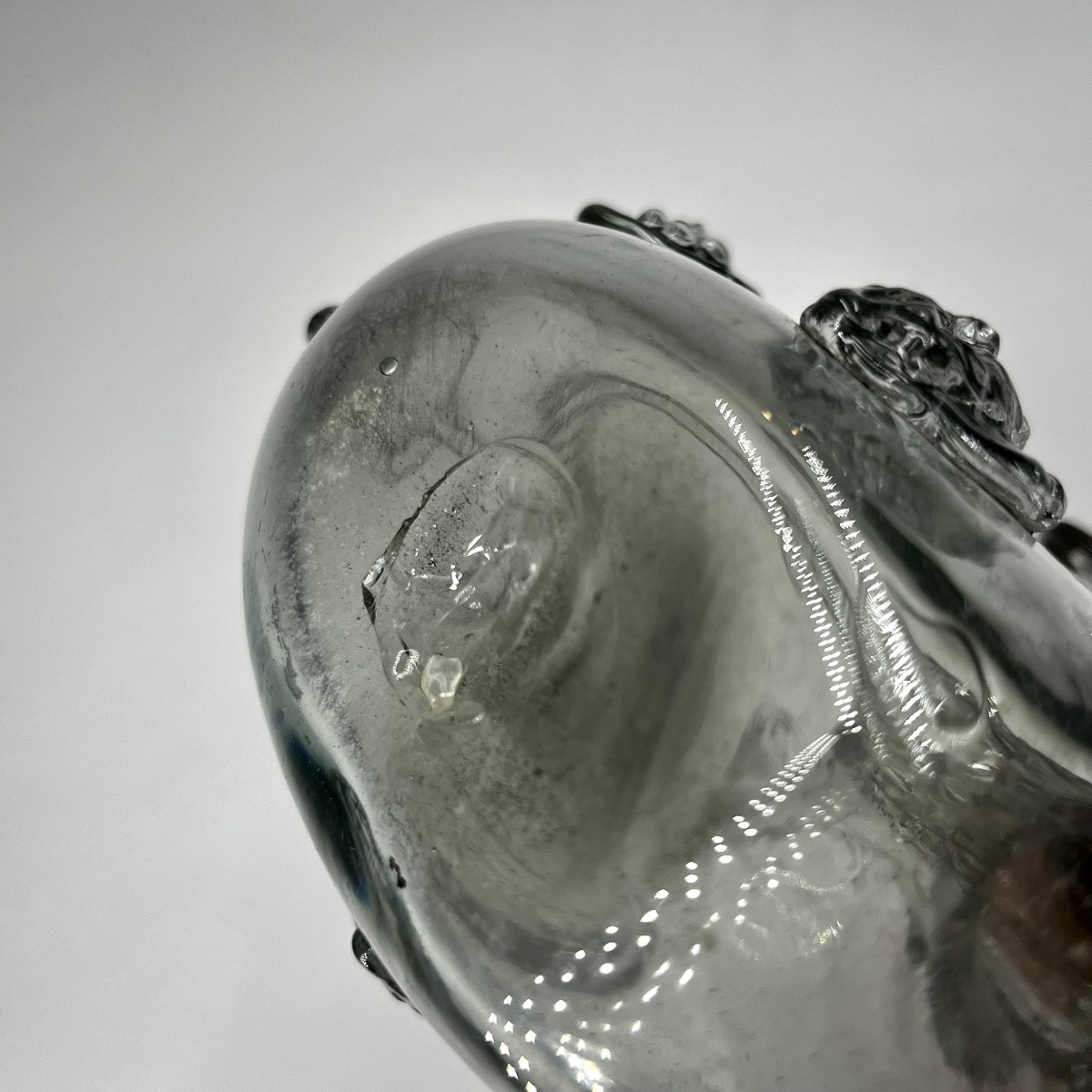 Gourde en verre du XVIIIe siècle à décor de mascarons, Normandie 18e siècle art populaire-photo-8