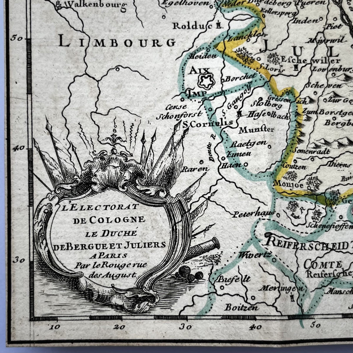 Portable Map From 1743 "the Electorate Of Cologne" In Its Case, 18th Century, Germany, 18th Century-photo-2