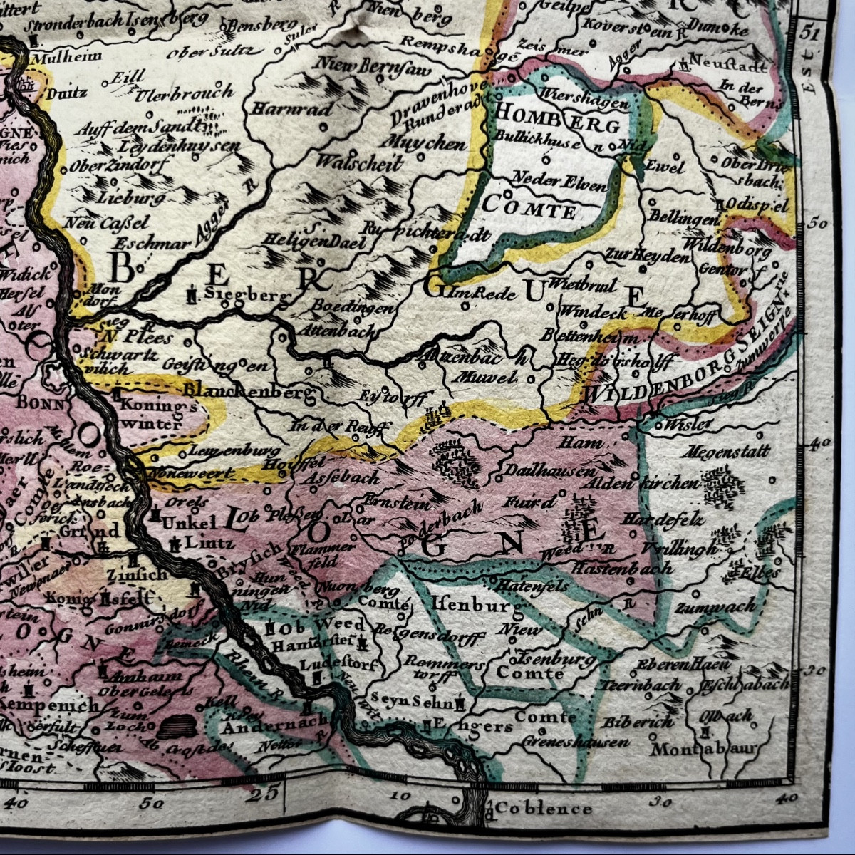 Portable Map From 1743 "the Electorate Of Cologne" In Its Case, 18th Century, Germany, 18th Century-photo-4