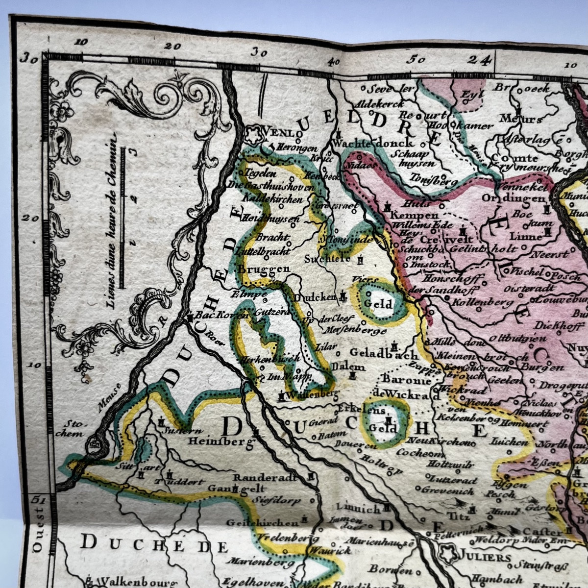 Portable Map From 1743 "the Electorate Of Cologne" In Its Case, 18th Century, Germany, 18th Century-photo-6