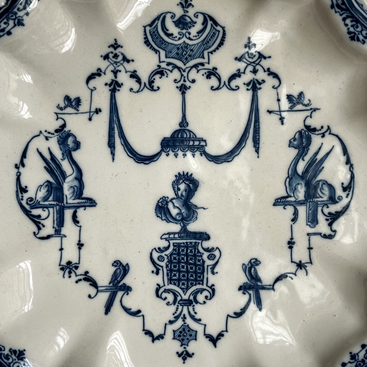 Earthenware Dish Or Sweetmeat Dish From Moustiers, 18th Century, Decorated In The Bérain Style.-photo-2