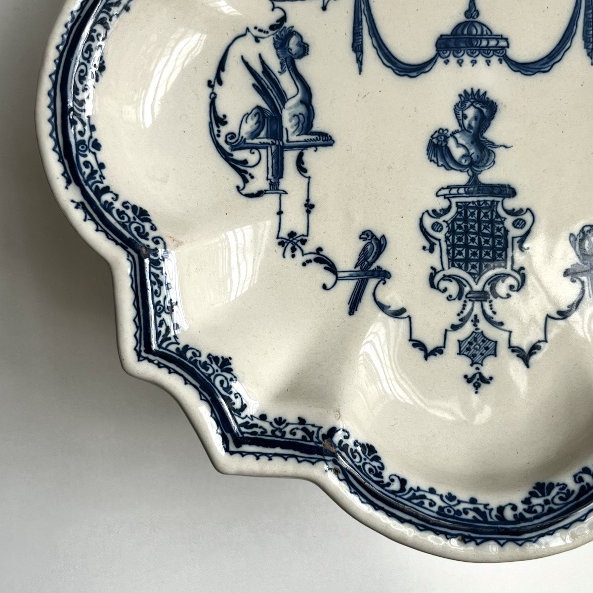 Earthenware Dish Or Sweetmeat Dish From Moustiers, 18th Century, Decorated In The Bérain Style.-photo-1